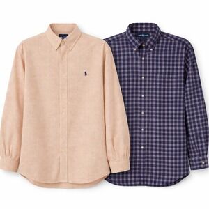 Lot of 2 Ralph Lauren Quiet Luxury Plaid Shirts Men Size L Ivy League Preppy